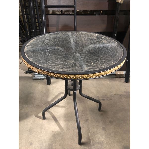 Small round patio table glass top - (approx. 25in DIA 28in H)