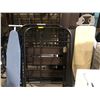 Image 1 : Group of assorted metal bed frame, wooden boards, ironing stand w/board, etc...