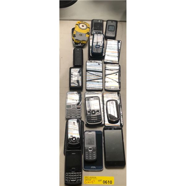 Large group of phones includes - LG, Nokia, ZTE, etc...