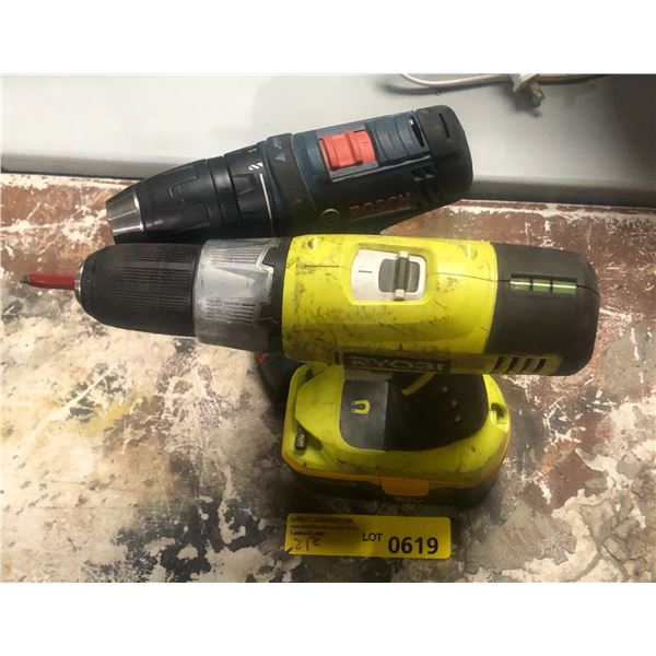 Group of 2 power drills Ryobi P271 Bosch