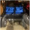 Image 2 : Shelf lot of assorted carts & patio table umbrella