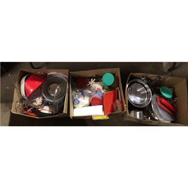 Group of misc household kitchen items including - Tupperware, bowls, cooking trays, etc...