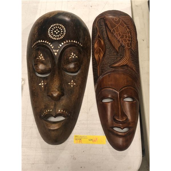 Group of 2 African style decor masks