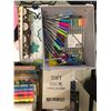 Image 5 : Group of journals, sharpie pens/highlighters, paper, office/desk supplies, brush, misc hair & beauty