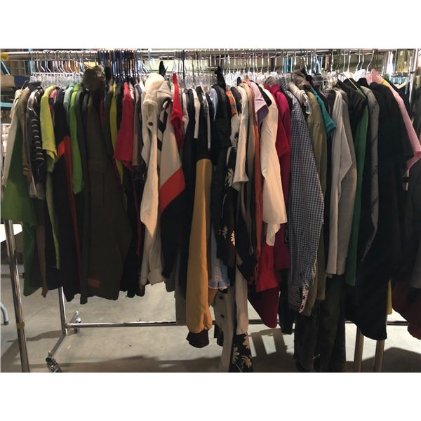Rack lot full of assorted clothes - includes womens Calvin Klein sweaters & hoodies / womens & mens 