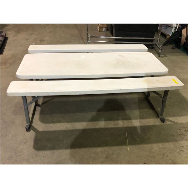 Cafeteria/picnic table - approx 69" x 54" x 19"