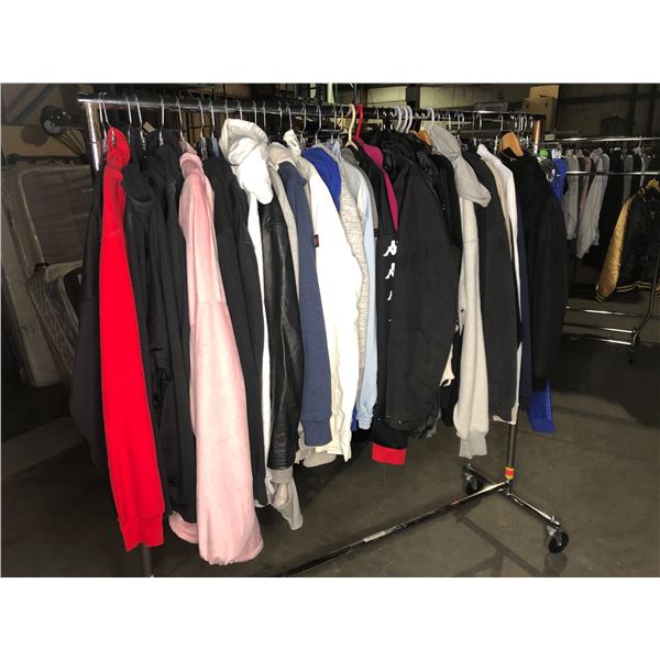 "Supernatural" - Rack full of assorted set dec wardrobe includes winter jackets/ hoodies (approx. 40