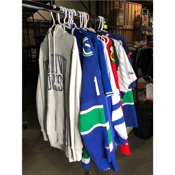 Group of assorted sports jerseys & merchandise - Vancouver Canucks Kesler #17/ Blue Jays/ Chicago Bl