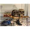 Image 1 : Group of assorted items - includes box of jewelry / 2 Halloween human skulls etc