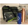 Image 1 : Group of assorted water bottles & Zipperless Coldlok can Cooler