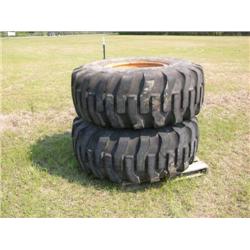 (1) LOT 20.5-25 TIRES ON CASE WHEELS
