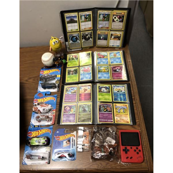 Group of assorted Pokemon cards / Hot Wheels / Gameboy & misc items