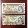 Image 1 : Group of two Bank of Canada 1 dollar bills from 1973