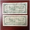Image 2 : Group of two Bank of Canada 1 dollar bills from 1954