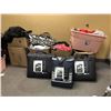 Image 1 : Large group of assorted clothing & bedding - includes bed in a bag / bed sheets / duffle bag / leath
