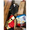 Image 2 : Large group of assorted clothing, bedding & misc - includes stuffed animals / bed sheets / leather j