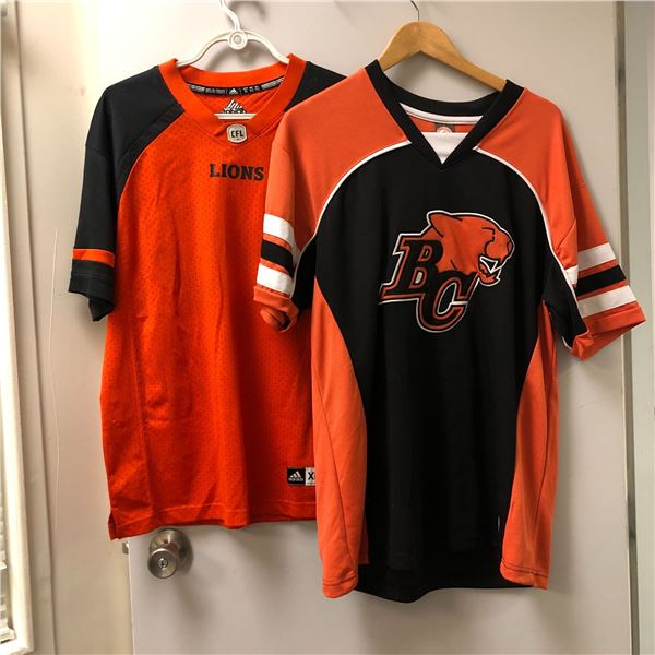 Group of 2 BC Lions fan jerseys