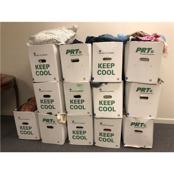 Large group of assorted clothing & bedding - includes - shirts / pants / pillows / bed sheets / belt