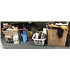 Image 1 : Large group of assorted misc items - includes box full of assorted shoes / penny style skateboard /