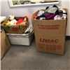 Image 2 : Large group of assorted misc items - includes box full of assorted clothes / Bin full of misc books