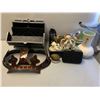 Image 3 : Group of assorted decorative items - includes metal decorative crown / Christmas snow globe / angel