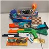 Image 1 : Group of assorted toys - includes Nerf guns w/ goggles & darts / SprayGround two million gold foil d
