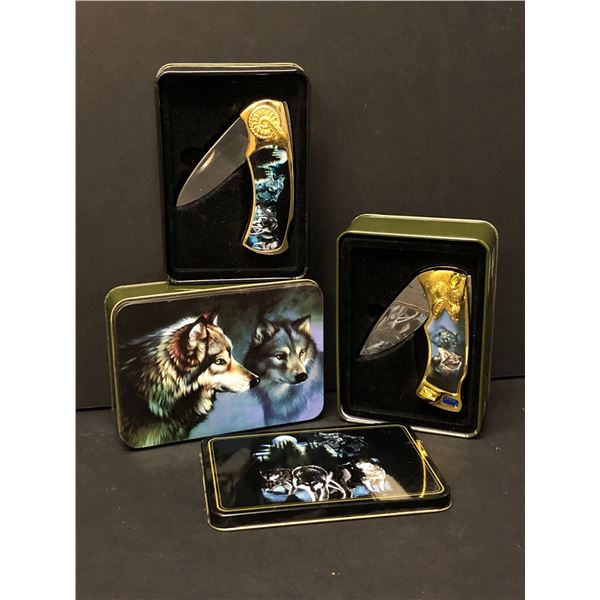 Group of 3 WIldlife collection - Wolf folding pocket knives