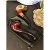 Image 2 : Group of assorted decorative items - includes smoking pipes / ceramic eagle statue / wolf rock mount