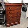 Image 1 : Mahogany style 6-drawer wooden dresser - Approx 64" W x 18" L x 35" H