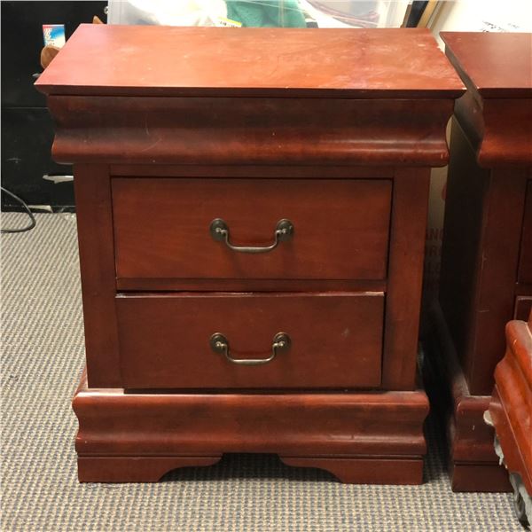 Set of 2 Mahogany 2 drawer nightstands - approx 16" L x 24" W x 27" H