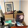Image 1 : Large group of assorted misc items - includes wolf wall portraits / bedding / pig sculpture / hats e