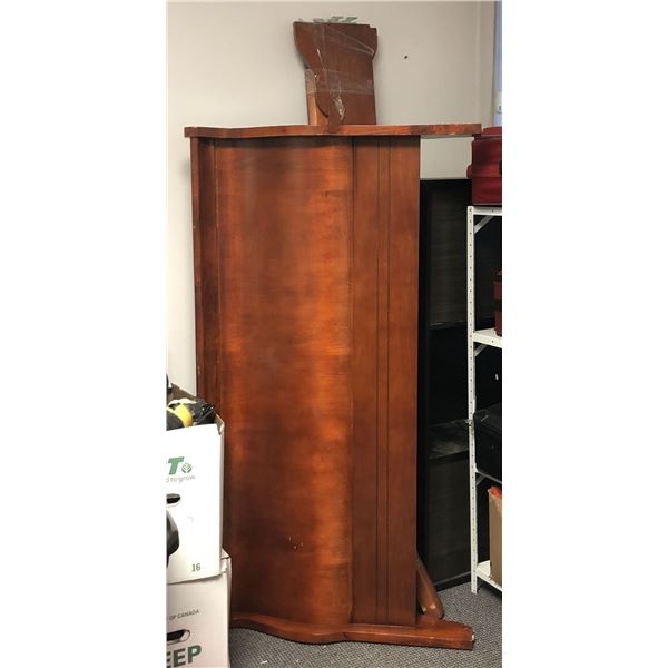 Mahogony style incomplete bed frame set & 2 drawer bookcase shelf (approx 19" W x 12 1/2" L x 56 1/2