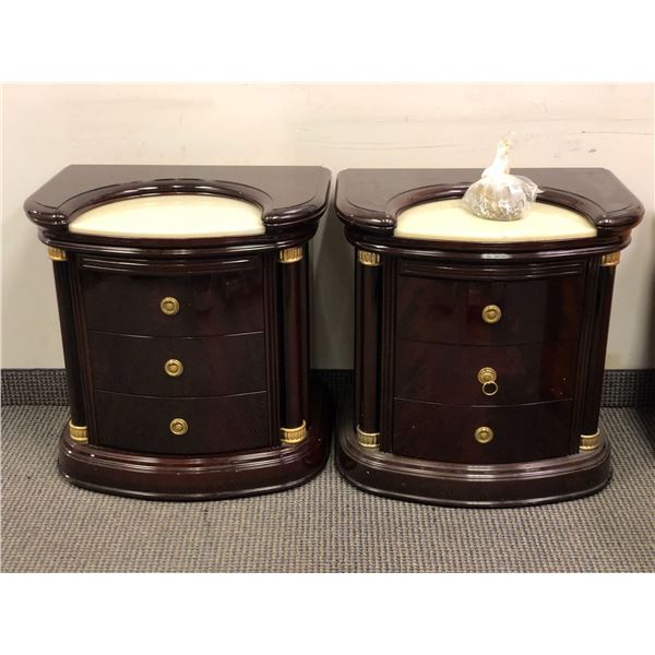 Set of 2 contemporary Italian 3-drawer nightstands (approx 25" x 16" x 24" H)