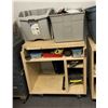 Image 1 : Group of assorted tool related items w/ work tool bench w/ shelves in casters (approx 33" W x 26" L