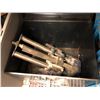 Image 3 : Rack full of assorted tool related items & misc - includes wrenches / wall plates / pipe wrenches /