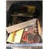Image 4 : Rack full of assorted tool related items & misc - includes wrenches / wall plates / pipe wrenches /