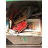 Image 5 : Rack full of assorted tool related items & misc - includes wrenches / wall plates / pipe wrenches /