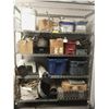 Image 1 : Rack full of assorted tool related items & misc - includes PPE face shield / stainless steel wine ba