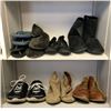 Image 1 : 2 shelves full of assorted shoes, boots & sandals