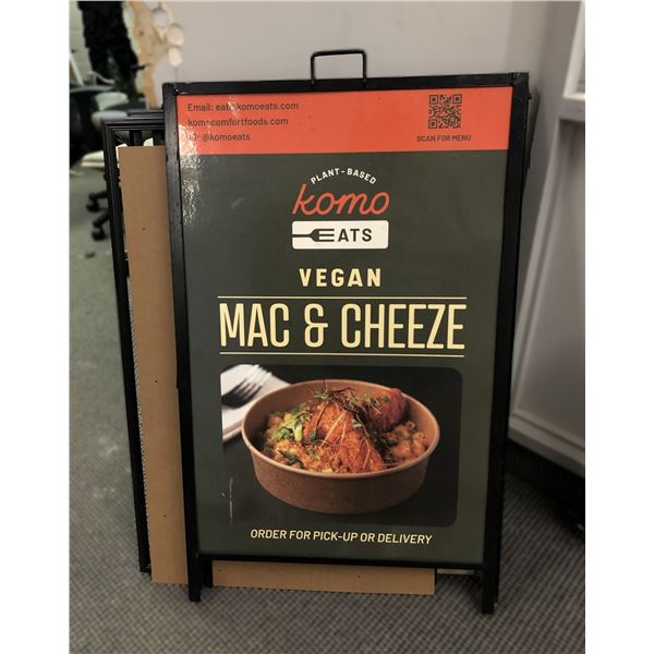 Framed sidewalk sign holders w/ portrait signs
