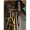 Image 1 : Group of assorted tools - includes rakes / hand saws etc