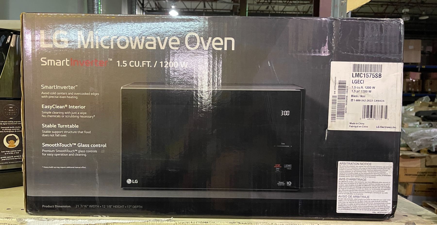 New LG microwave oven Smart Inverter 1.5 cu. ft. 1200W