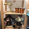 Image 1 : Group of assorted items - includes table lamps / bongo drum / brass banker lamp etc