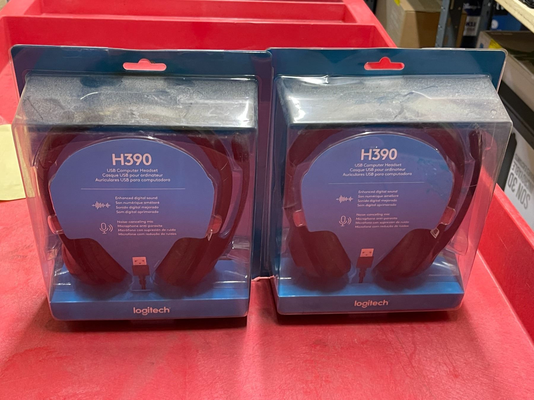 Logitech Headsets Group Group of 2 new Logitech H390USB computer headsets