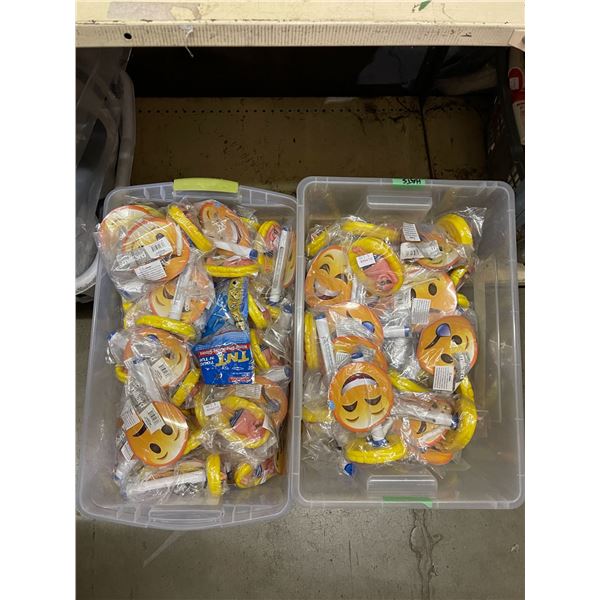 2 totes full of new Floating Man pool thermometers (approx. 100pcs)