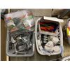 Image 1 : 2 totes full of misc. - fishing gear/ Birthday candles & decor etc.