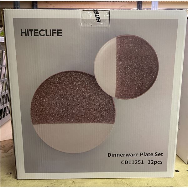 New Hiteclife Midnight Brown 12pcs dinnerware plate set