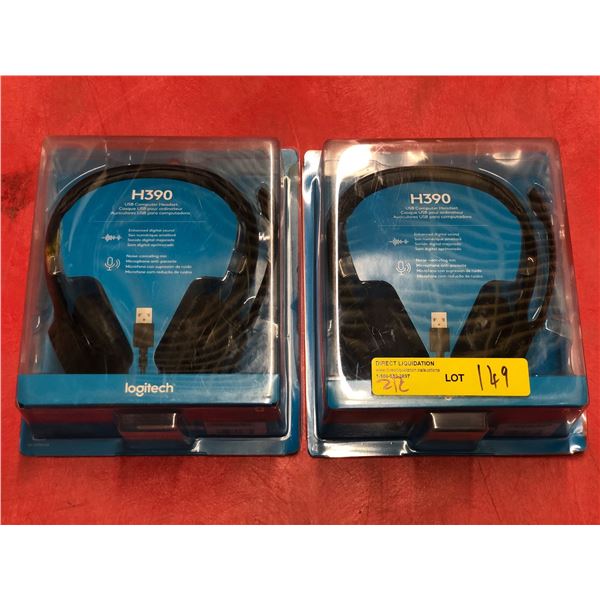 Group of 2 new Logitech H390USB computer headsets