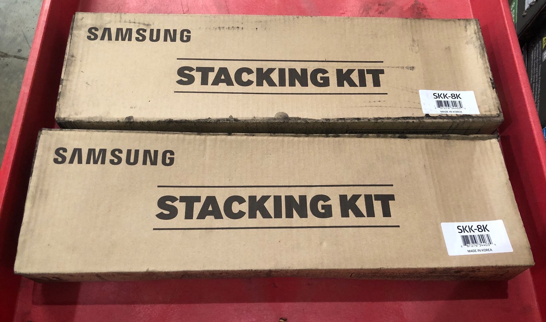 2 boxes of new Samsung washer/dryer stacking kits SKK-8K