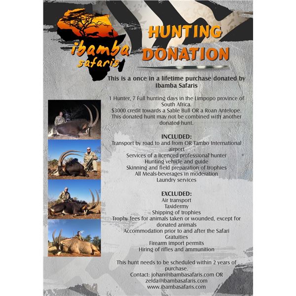 Sable or Roan Hunt in South Africa